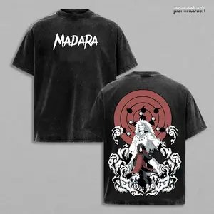 Limited Edition Madara Uchiha T-Shirt - Double Printed Washed Tee Unisex Oversize, Acid Washed Lightweight Cotton, Naruto Anime Manga, Uchiha Clan, Gift for Anime Fan