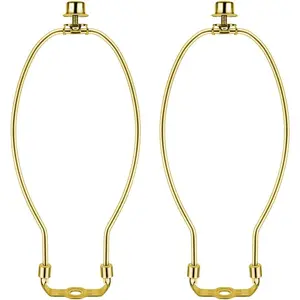 2 Pcs 10Inch Lamp Shade Harp Holders Detachable Heavy Duty DIY Lighting Accessories for Floor Lamps and Table Finials (Polished Brass)