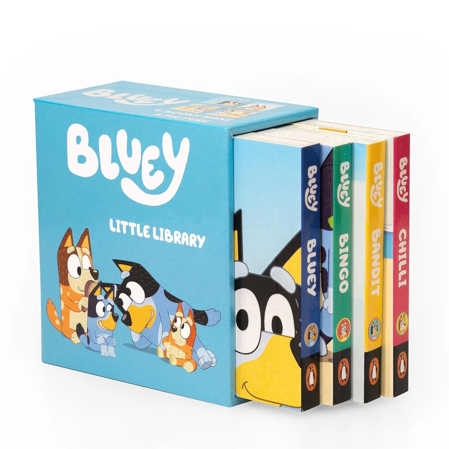 Bluey Licensed Special Edition 4-Book Compact Size Board Box Set, English Bingo Board Books for Children's Literature & Art, Durable