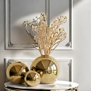 glossy ceramic round ball vase, luxury flower arrangement decor for elegant home design, perfect for centerpieces and gifts