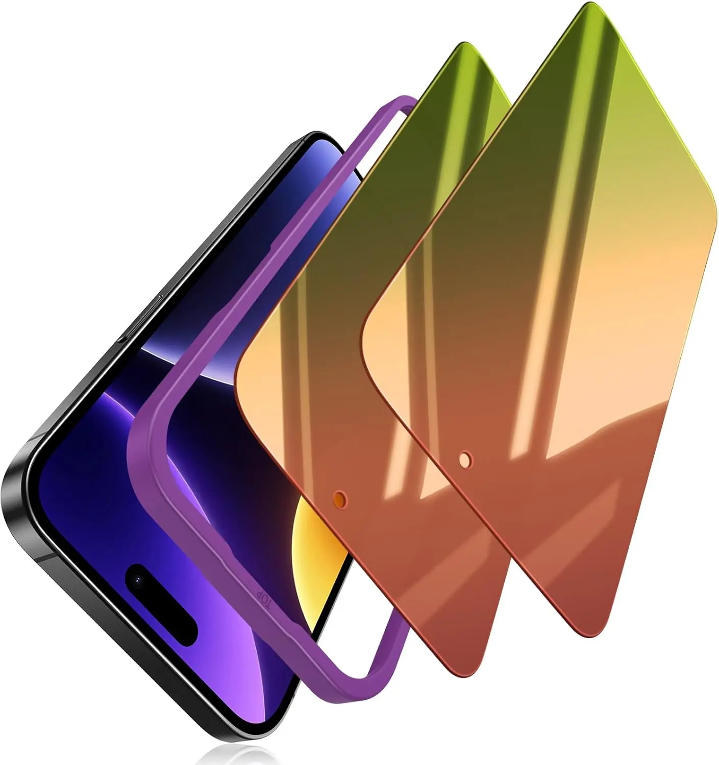 (2 Pack) Tempered Glass  Screen Protector Compatible for  16 Pro, Red to Green Gradient, Shatterproof, Anti-Scratch, Mirror Finish, Anti Blue Light, Touch , Bubble-Free