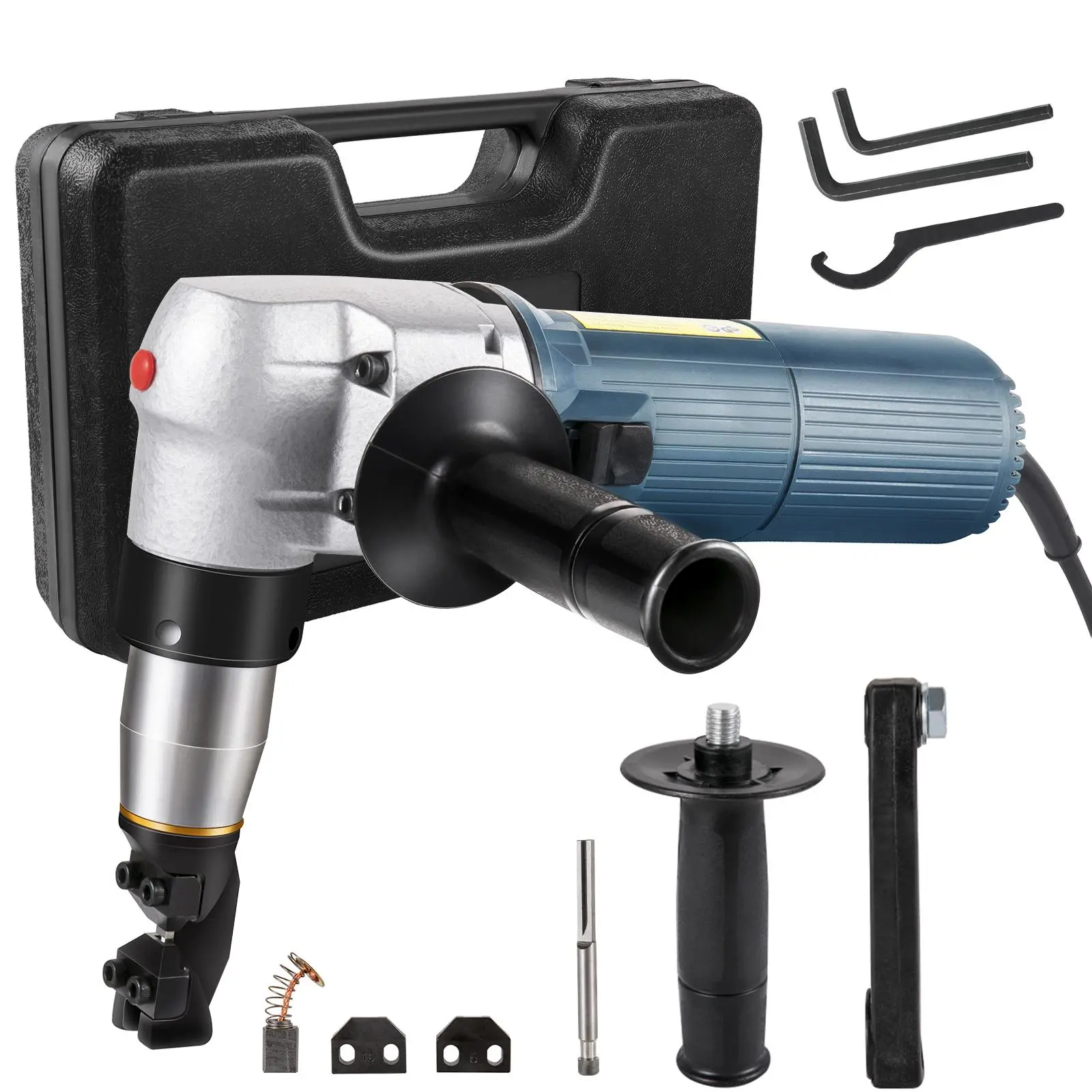 【summerfinds】VEVOR Electric Metal Nibbler 625W Nibbler Metal Cutter 1000RPM High Speed Rotor 0.16in/4mm Metal Nibbler 110V w Replaced Blades Storage Case Sheet Metal Nibbler for Cutting Stainless Steel, Aluminium