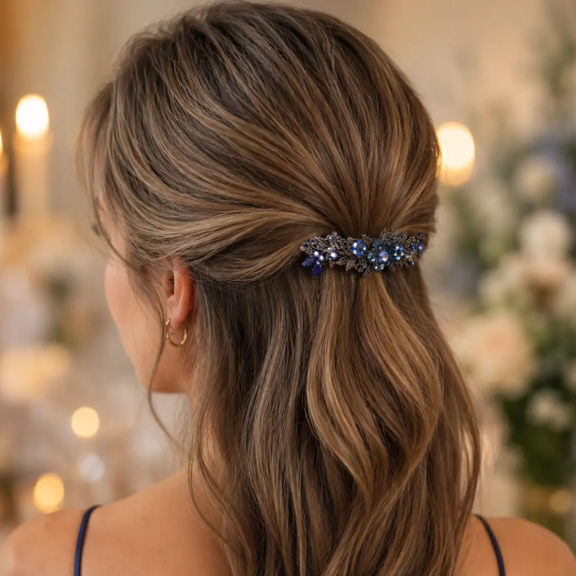 Crystal French Barrette for Thick Hair & Half-Up Style