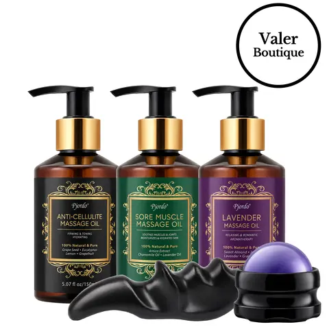 Pjordo Date Night Essential 3 Pack Massage Oil Set with Roller Ball for a Relaxing Spa Experience Thumb Saver and Hydrating Serum for Ultimate Comfort