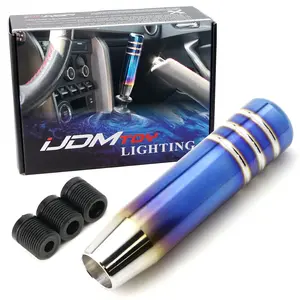 iJDMTOY JDM Burnt Neo-Chrome Titanium Finish Shift Knob Stick, Universal Fit Most Car 4/5/6 Speed Manual or Automatic, etc