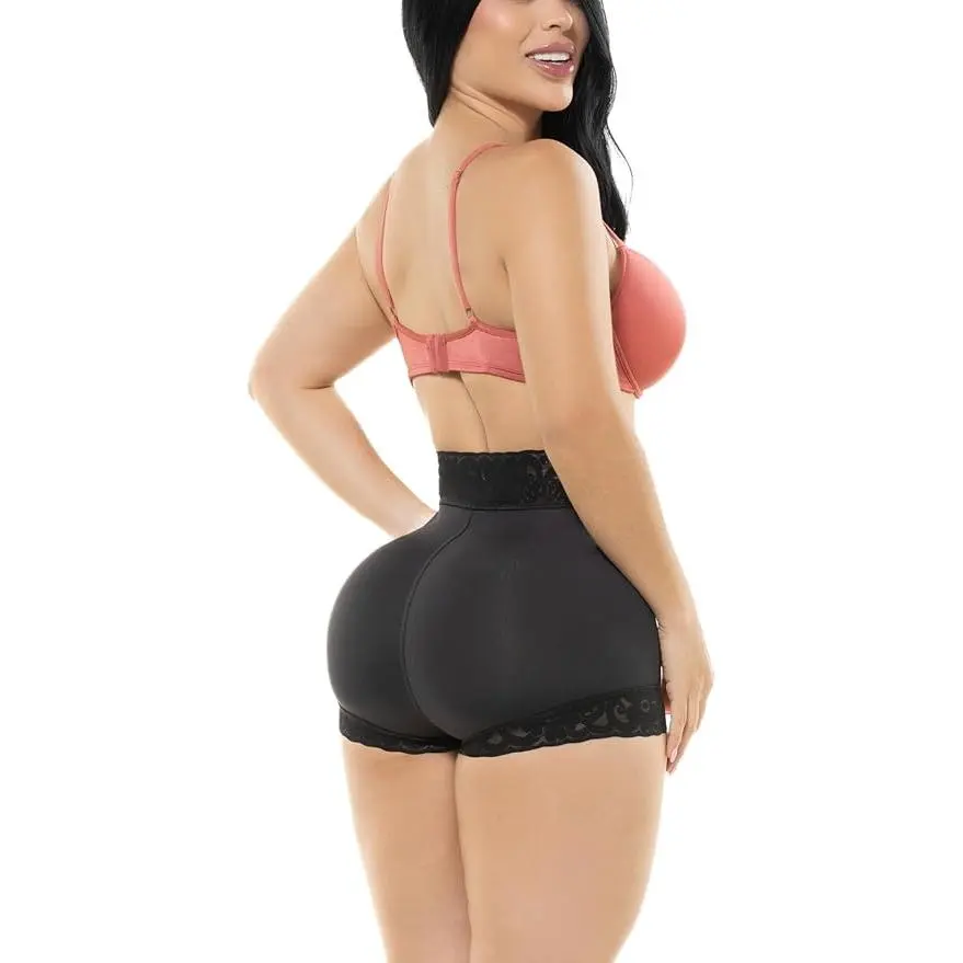 Fajas Salome 0331 | Colombian High Waist Butt Lifting Shaper Shorts | No Padding Natural Lift | Powernet Tummy Control | Silicone Lace Hypoallergenic Lining Women — Made in Colombia