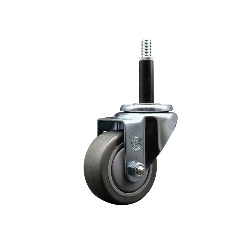 Service Caster SCC-EX20S314-PPUB-34 Polyurethane Expanding Stem Swivel Caster, 3 in. Gray Wheel, 0.75 in. Stem, 300 lbs Capacity, Secure Fit for Tube Leg Shop Projects & Work Tables, Heavy-Duty Hardware, Swivel Castor, Tube Legs