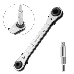 DURATECH 4 IN 1 HVAC Service Wrench, 3/16", 1/4", 5/16", 3/8", Air Conditioning & Refrigeration Equipment, Hex Bit Adapter