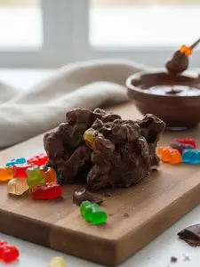 Chocolate Covered Gummy Bears Chewy Fruity Candy with Smooth Milk Chocolate Coating