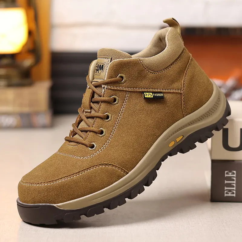 Men's Mid-Top Work Shoes - Non-Slip, Wear-Resistant, Waterproof, Lightweight Men's Shoes with Thick Rubber Sole, Lace-Up Casual Trainers for Outdoor Use, Everyday Commuting, Laces Casual Trainers
