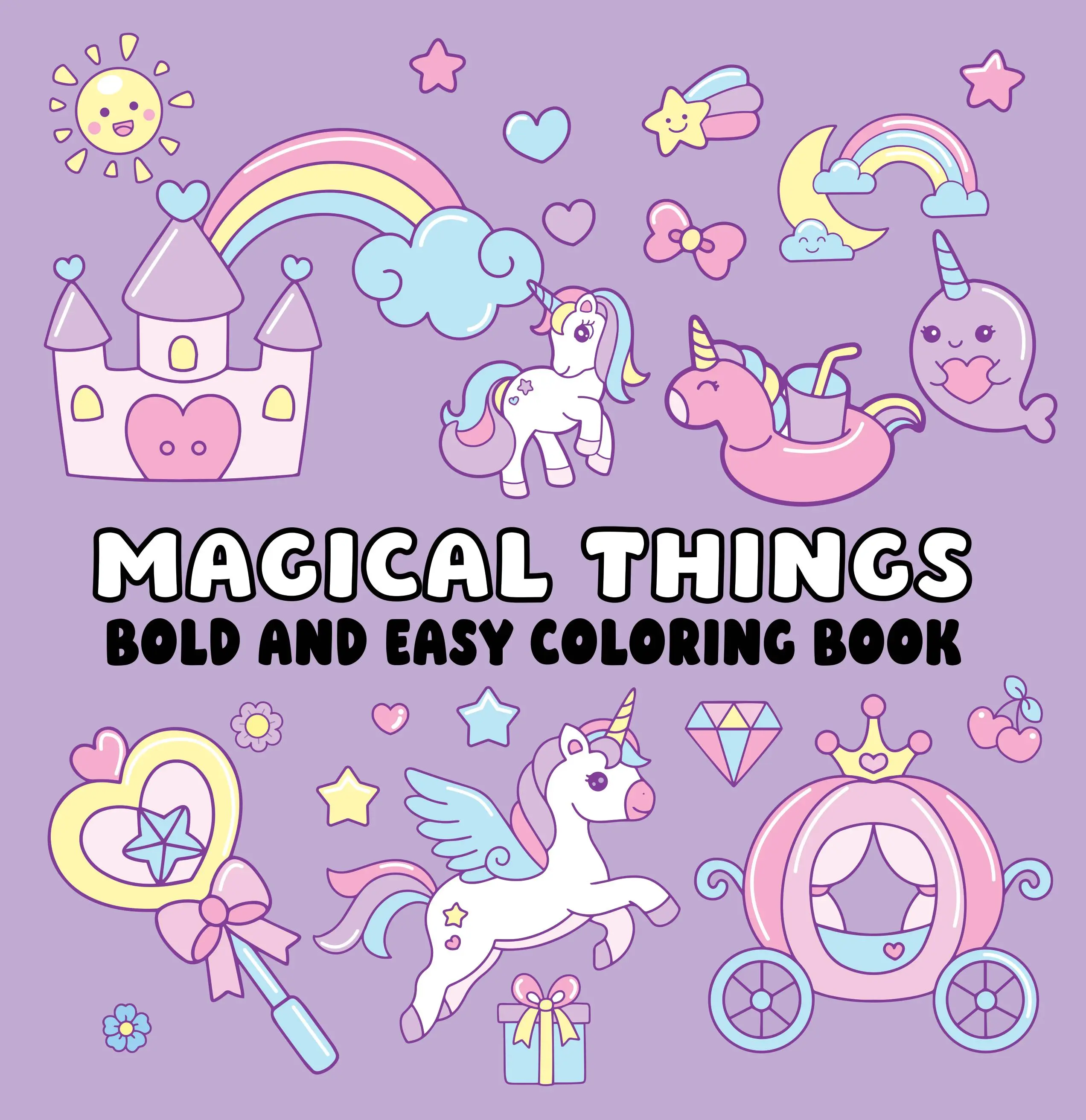Kids' Fantasy Cartoon Coloring Book - English, 112 Pages, 8.5x8.5 in, Bold Lines, Vibrant Rainbow Designs, Soft Cover Paper, Fosters Self-Expression, Creative Play for Kids-at-Heart