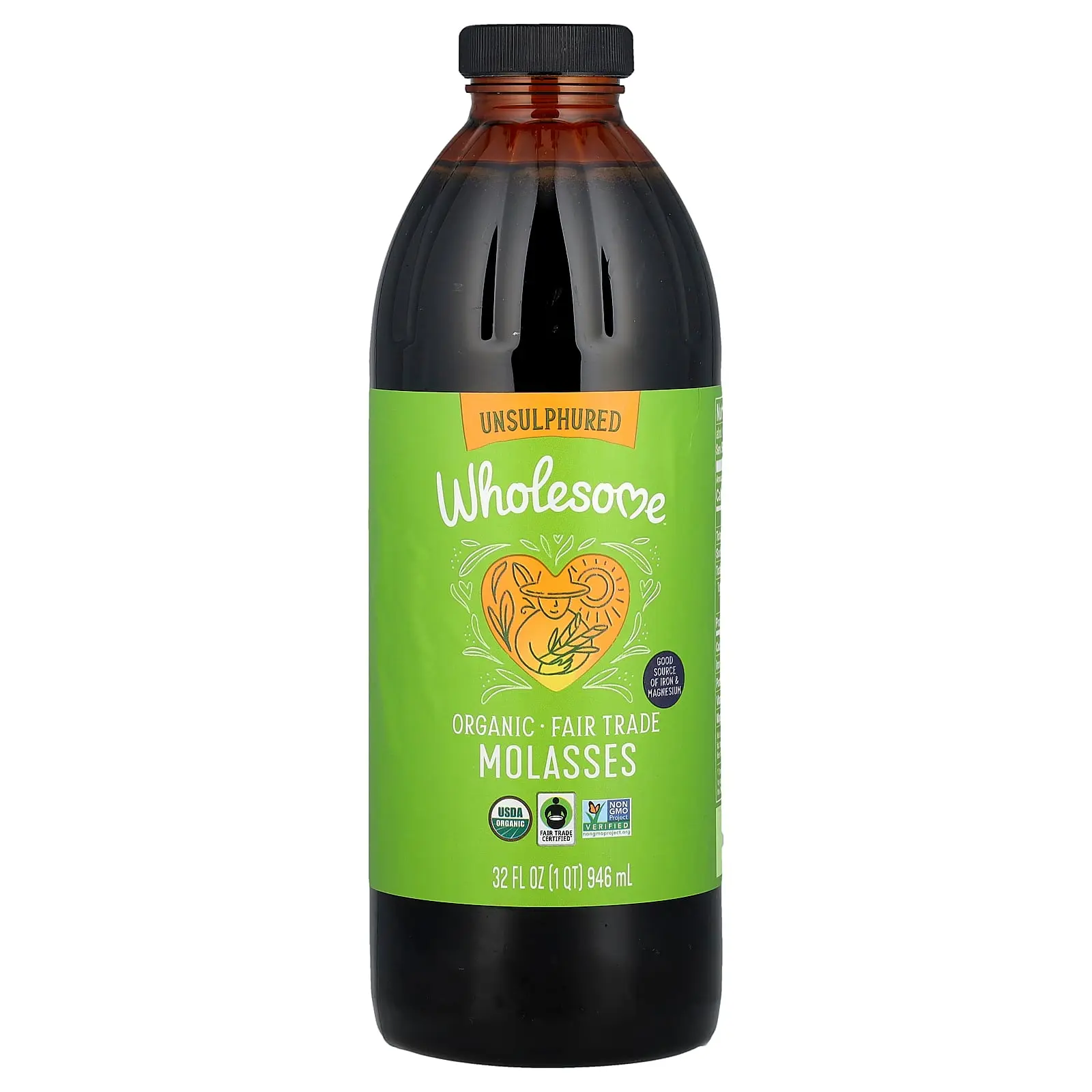Wholesome Sweeteners Organic Molasses, Unsulphured, 32 fl oz (946 ml)