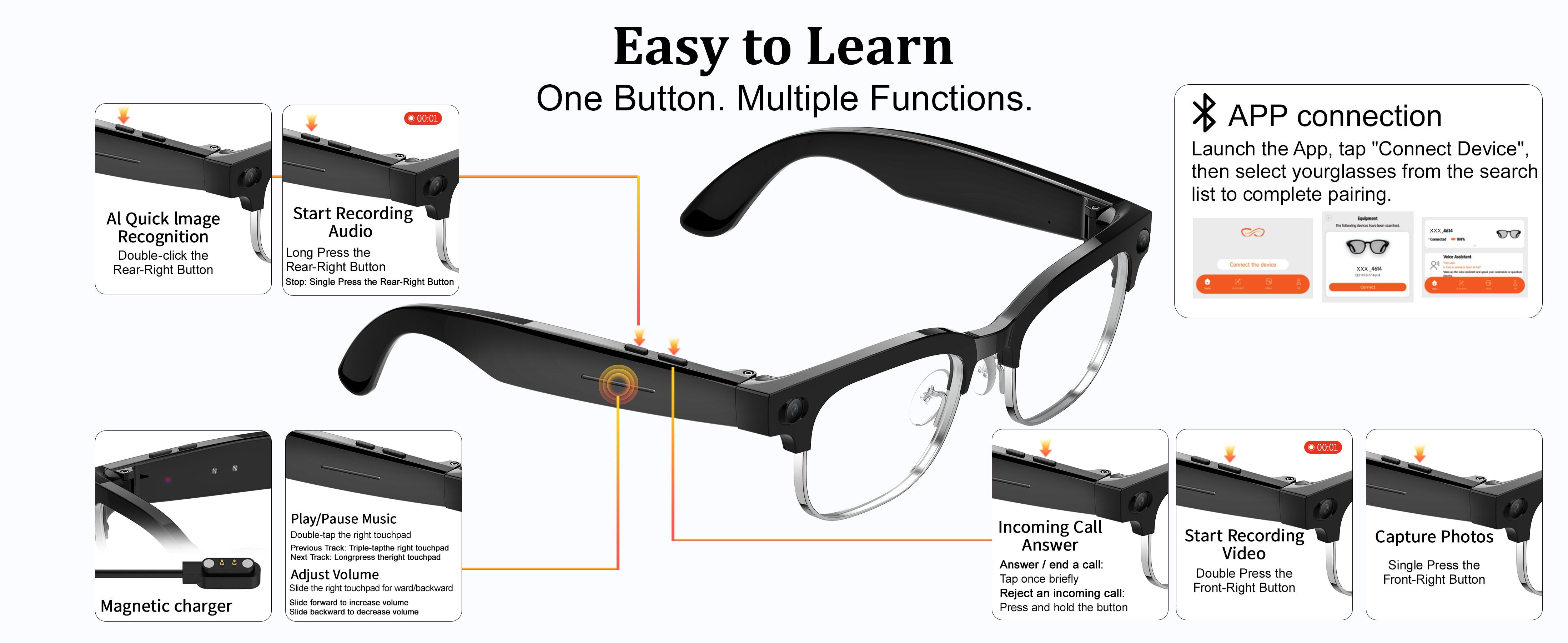 LUSBY Classic Smart Glasses - New Q12 Upgraded & Q11 AI Model, 8MP Photo/Video Recording, 160+ Languages Real-Time Translation, Photochromic UV400 Lenses, Bluetooth Wireless, Magnetic, Rechargeable Batteries, Hands-Free Business & Travel Wearable LUSBY Classic Smart Glasses - New Q12 Upgraded & Q11 AI Model, 8MP Photo/Video Recording, 160+ Languages Real-Time Translation, Photochromic UV400 Lenses, Bluetooth Wireless, Magnetic, Rechargeable Batteries, Hands-Free Business & Travel Wearable