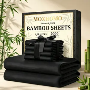 MOXHOMO  6PCS Bamboo Cooling Queen Size Sheet Set - Children Bedding Set, Breathable and Comfortable - Fit For Hot Sleepers and Sweats, Pillowcases, Flat Sheet and Fitted Sheet - A Perfect Gift
