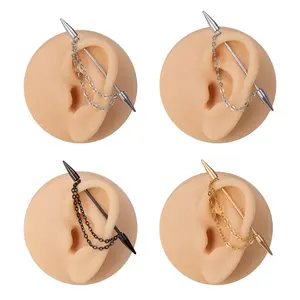 Chain Bar Threader Earrings, Minimal Straight Bar Design, Everyday Jewelry