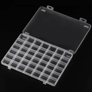 1Pc 42 Grids Clear Plastic Jewelry Organizer Box Large Bead Storage Container with Non-Adjustable Dividers Small Parts Compartment Organizer for Washi Tapes Crafts Screws Sewing Threads