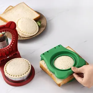 Leak-Proof & BPA-free Sandwich Cutter and Sealer for PB&J, Round Crustless Kitchen Tool, Lunch Snacks Maker for Biscuit, Cookie-Dough,tainless Steel Uncrustable Sandwich Maker with Crimper,Crustless Bread Sealer for Lunchboxes