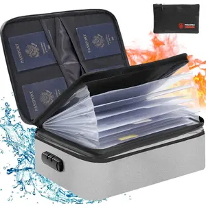 Fireproof Document Bag with Lock & Fireproof Money Bag,Safe Storage Bag with 6 Pocket Accordion File Folder for Valuables, Fire Proof Bag for Home,Portable Travel Safe Fire Resistance Security Chest Organiser