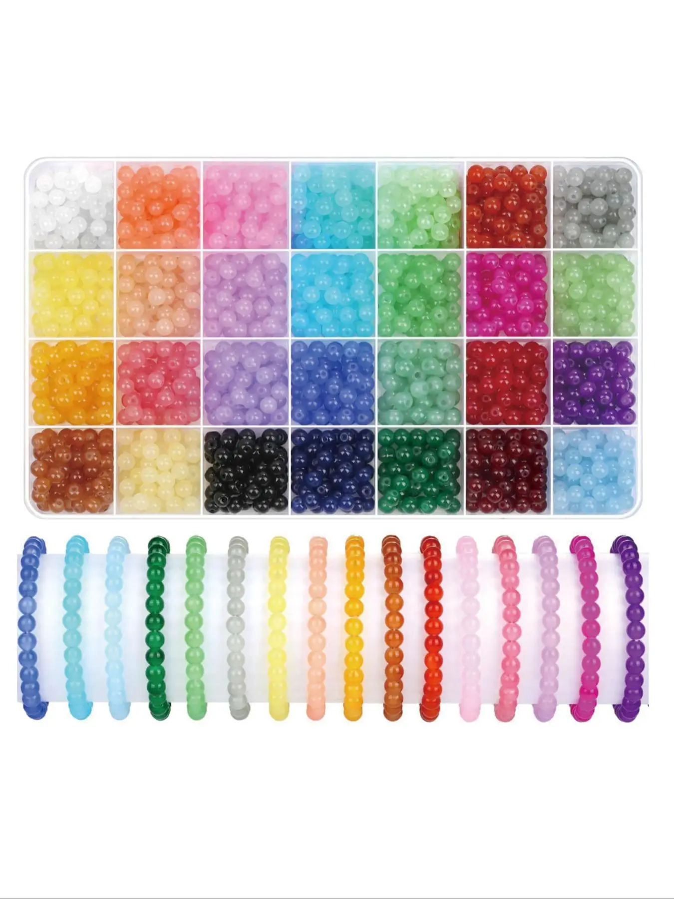 6mm Glass Beads, Simple Diy Crafts Kit Summer Jewelry Accessories for Bracelet Necklace Earrings, Fashion Accessories for Women & Girls As Gift for Fa