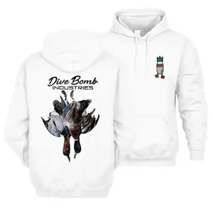 Dive Bomb Industries Hoodie/Sweatshirt/Tshirt, Classic Duck Hunting Waterfowl Gear Pullover, Vintage Outdoor Camo Style Duck Call Graphic Comfort Hoodie, Retro Dive Bomb Apparel Statement Hoodie pathfinder uniform california outfit designer clothing men