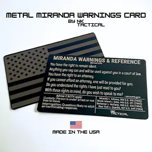 Metal Miranda Warnings Card