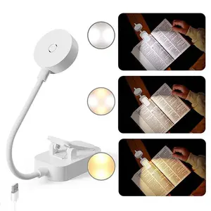 Rechargeable Clip-On Book Light, Adjustable Brightness, 3 Color Temperatures, Lighting Modes Adjustable, Ideal for Reading in Bed, Portable LED Lamp for Nighttime Use, Nightlight
