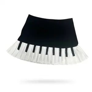 Spring Black White Spliced Women Short Skirt Y2k Slim Design Harajuku Mini Skirt Female Empire Korea Style Chic Piano Skirt Womenswear
