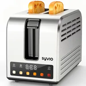 Syvio Toaster | Smart touchscreen, stainless steel construction, supports 5 bread types and 6 toasting levels, wide slot design, intelligent temperature control system, removable tray.