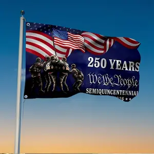 American flag, commemorating the 250th anniversary of the founding of the United States; one American flag at half-mast, commemorating the 500th anniversary of the founding of the United States; one button flag, patriotic single-sided outdoor garden flag/
