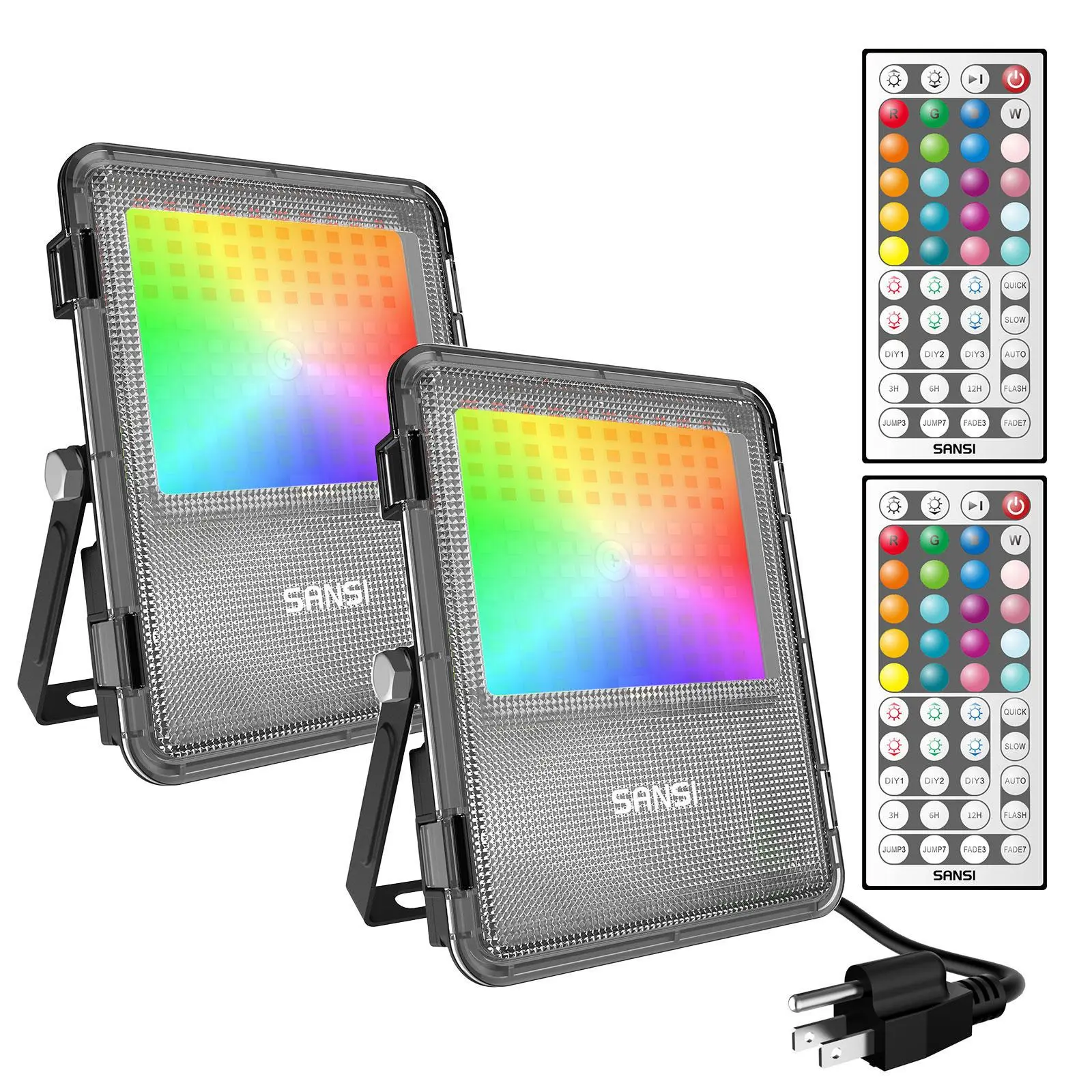 SANSI RGBW Color Changing Adjustable Flood Lamp 80W/120W/160W 2-Pack, IP66 Water Resistant Energy Efficient Party Lights, Flood Lights Decorative Lamps for Pool Parties, Landscape, Halloween,dorm essentials,home decor,home essentials,camping essentials