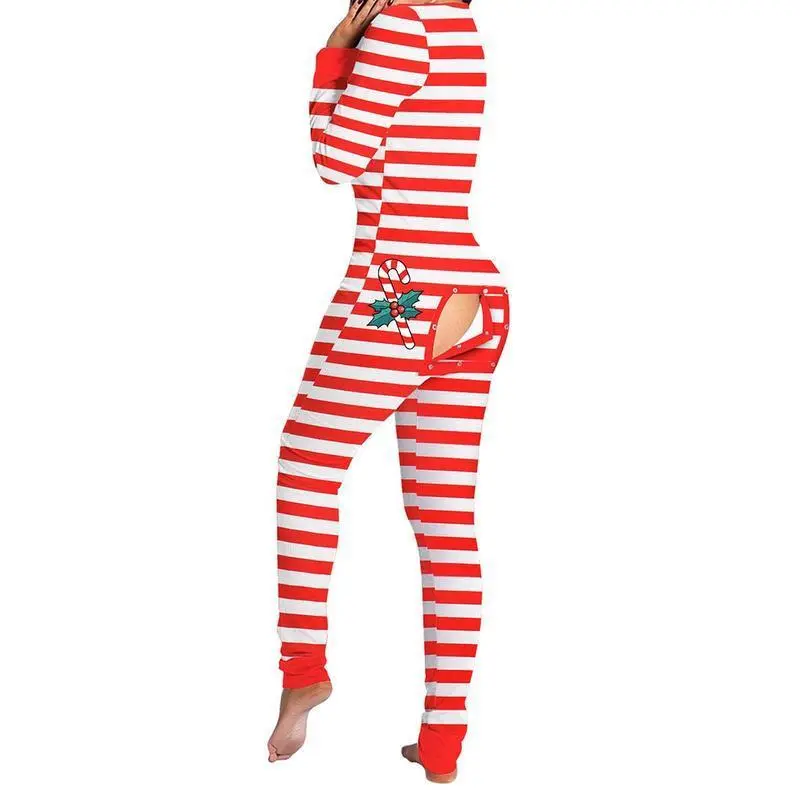 Women's Onesie Butt Flap Pajamas Christmas Long Sleeve V-Neck Bodycon Sleeping Romper Detachable Crotch Home ClothesGift Women's Onesie Butt Flap Pajamas Christmas Long Sleeve V-Neck Bodycon Sleeping Romper Detachable Crotch Home ClothesGift
