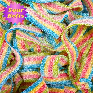 Super Sour Rainbow Belts! - Belt Candy Lovers, Mouth-Puckering Candy, Face-Scrunching Snack, Tasty Rainbow  Belts - Soft, Tart & Sweet! Resealable Pouch