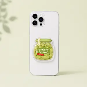 Emotional Support Pickles Magsafe Phone Grip, Aesthetic Green Acrylic Magnetic Phone Mount, Pop Socket Durable Smartphone Y2K Accessories