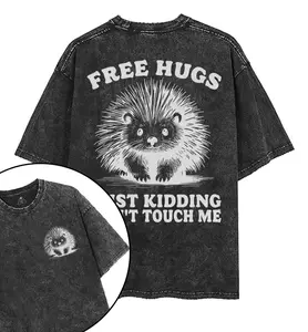 Funny Porcupine Tee | Vintage Washed Oversized Pump Cover | Sarcastic Introvert Graphic Shirt