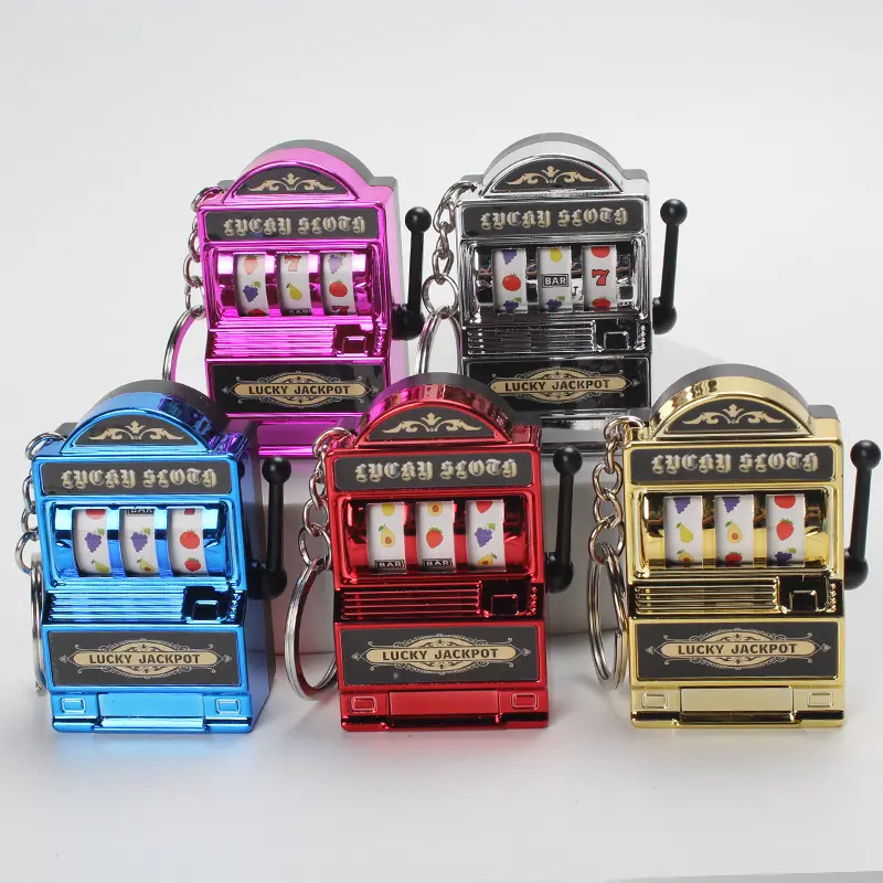Mini Retro Fruit Slot Machine Keychain – Electroplated Stress Relief Toy, Vintage Arcade Design, Fun Bag Charm Accessory Electroplated Fidget Toy for Stress Relief & Fun