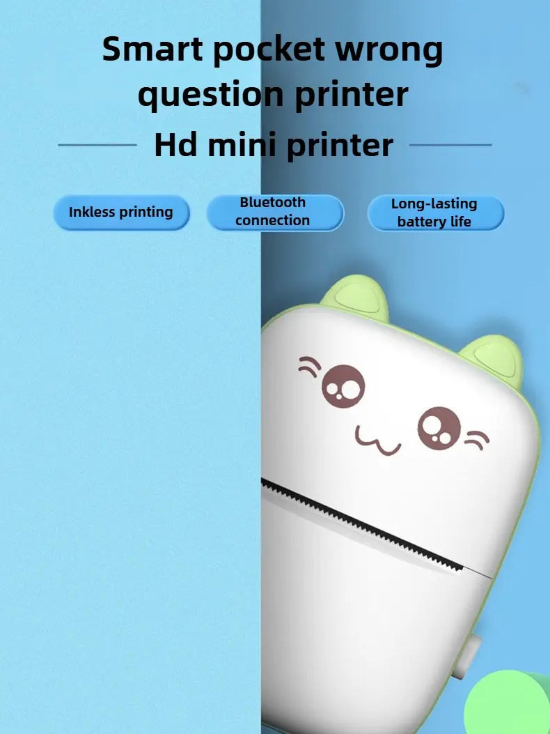 C9 Pink Portable Thermal Printer, Wireless Bluetooth Inkless Pocket Mini Printer, Rechargeable Sticker Label Photo Printer for Student Notes Journal Planner Office Travel, Compatible iOS Android