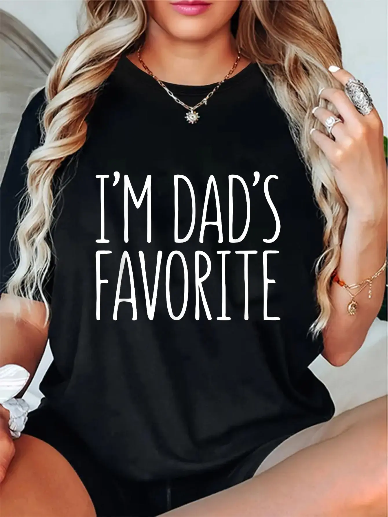 100% Cotton Unisex I'm Dad's Favorite Shirt Son Daughter Boy Girl Favorite T-Shirt