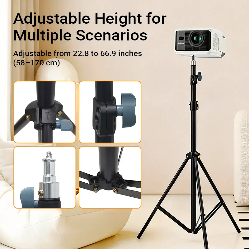 Projector Floor Stand, Folding Portable Tripod Mount for Projector, Camera & Webcam, Adjustable Height 23"–67", Supports up to 4 lb, Summervibes, fathersdaygift