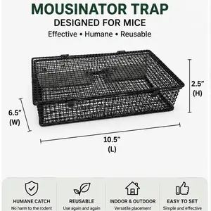 Rugged Ranch Mouseinator Humane Multi-Catch Mouse Trap, Compact Wire Mesh Home Pest Control Solution for Kitchens