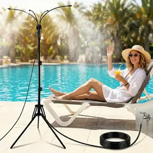 Stand Misters for Outside Patio, 40.55"-62.99" Adjustable Height Outdoor Stand Up System with 26FT Hose, Portable Water Misters for Mist Playing,Patio Cooling,Backyard,Sprinkler