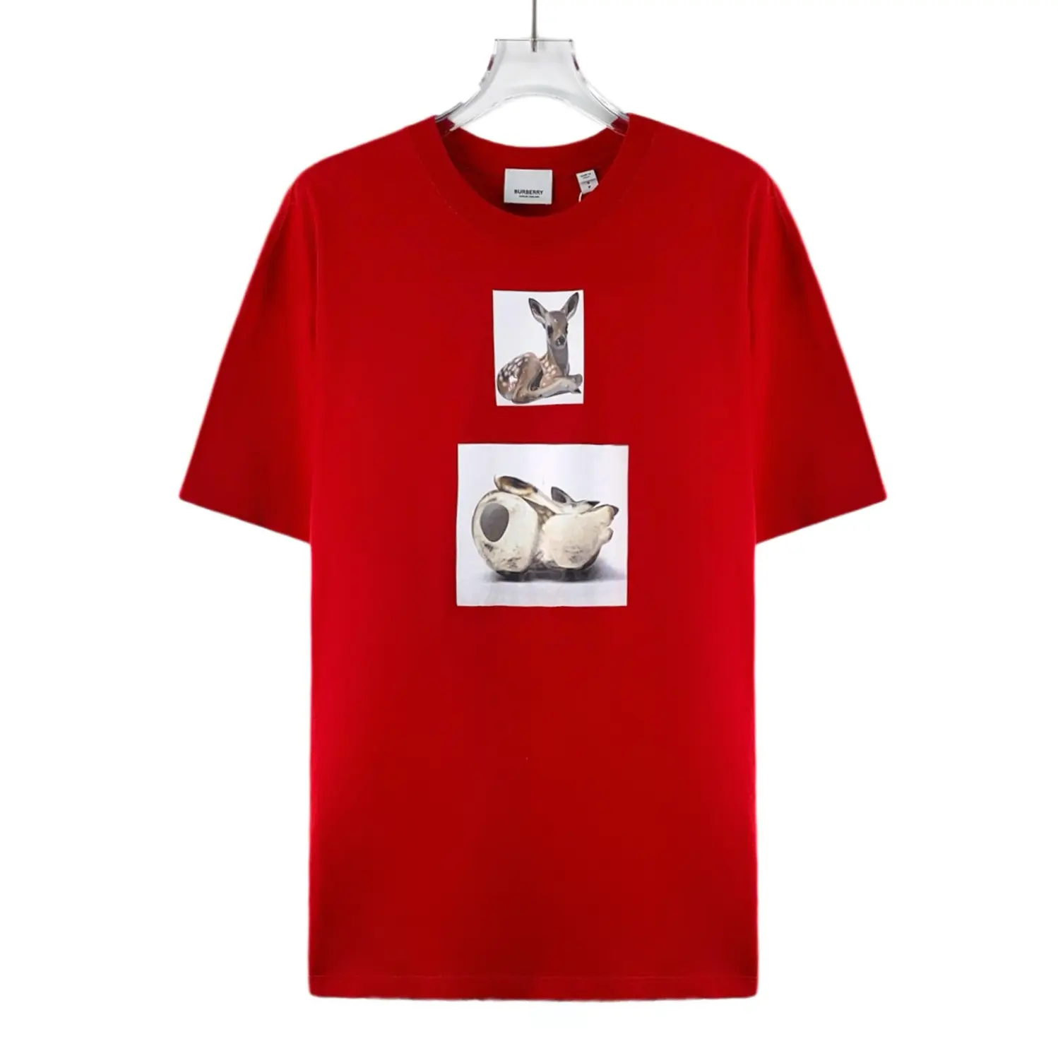 RDLT - Burberry Red Deer Print Cotton Crewneck Short Sleeve T-Shirt Size S