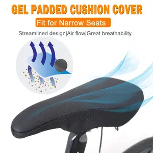 Zeroedge Unisex Padded Gel Bike Seat Cover 11”x7“ Fits Peloton Seat Cushion and Most Exercise and Spin bikes, Narrow Bicycle Seat Cover for Mtb/Road Bicycle Saddle