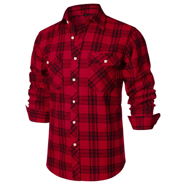 ZEROYAA Men's Casual Regular Fit Button Up Flannel Checked Plaid Shirts with Pockets Menswear shirts for men camisa para hombre christmas gifts for dad Collared Classic Top