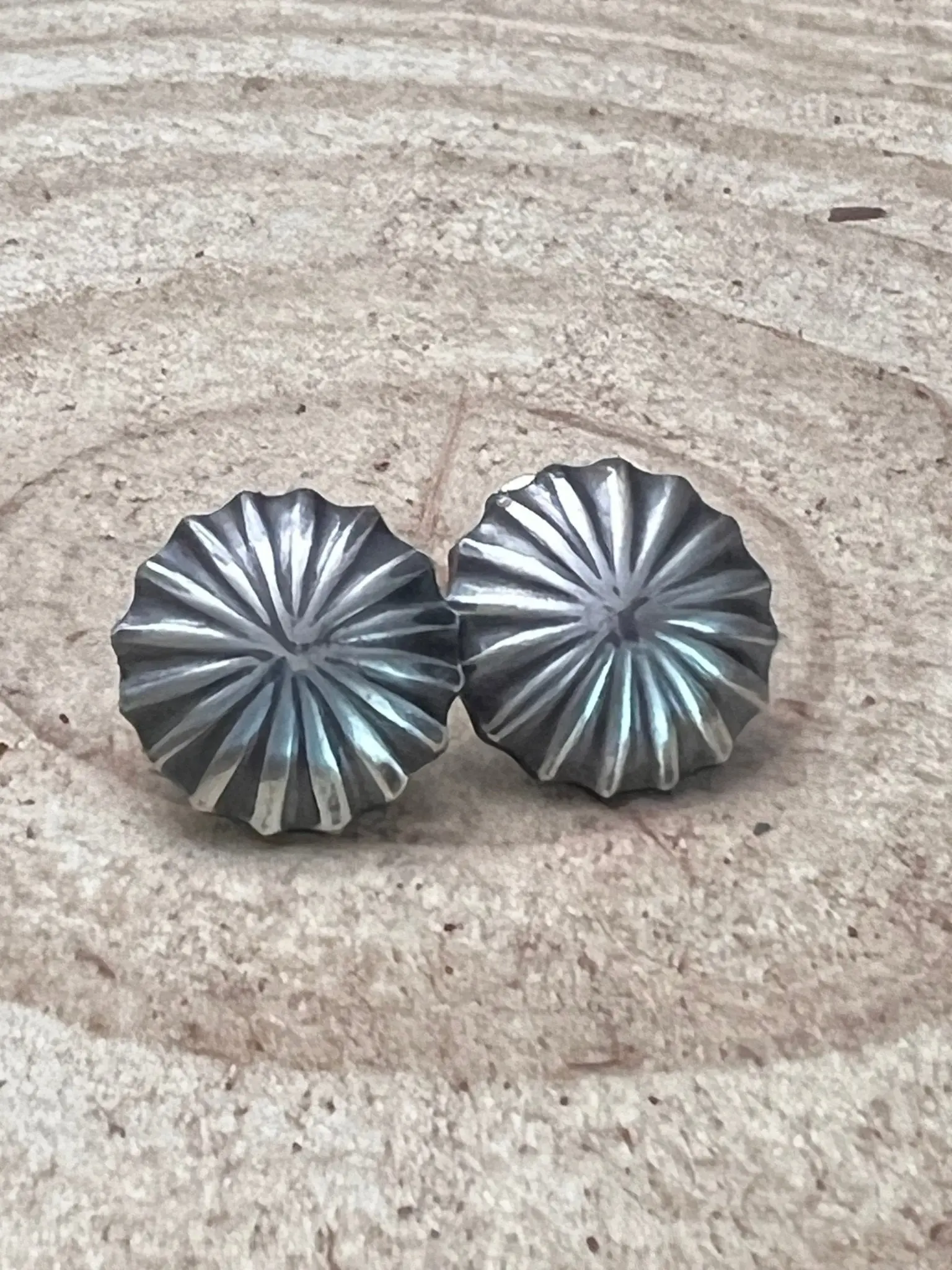 Sterling Silver Starburst Concho Earrings — 16 Gauge Western Statement