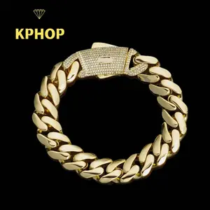 KPHOP Men's Bracelet 14K Gold Polished Cuban Chain Hip-hop Jewelry-end Fashion Accessory
