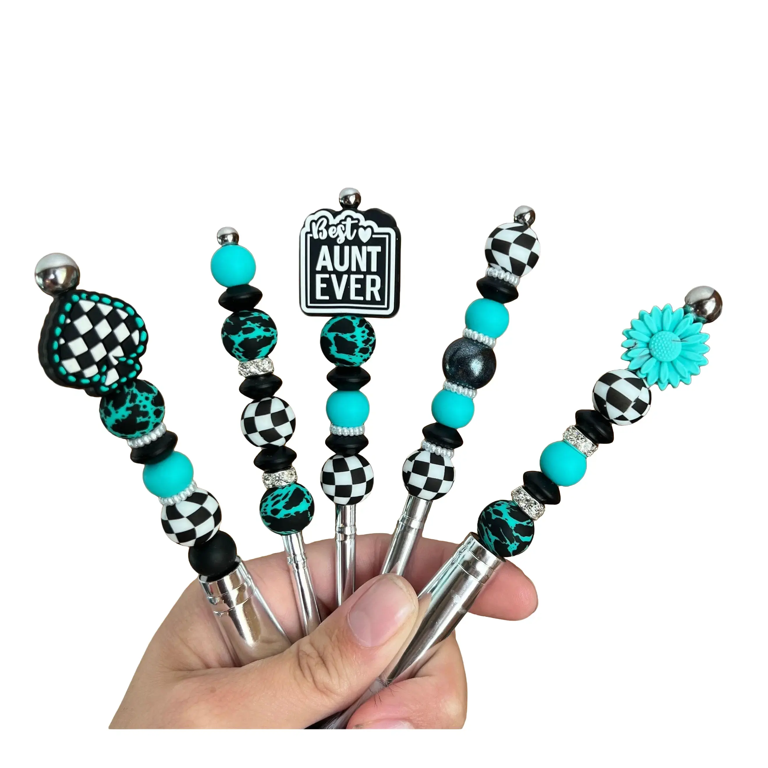 Western Black Checkered Best Aunt Makeup Brush Set