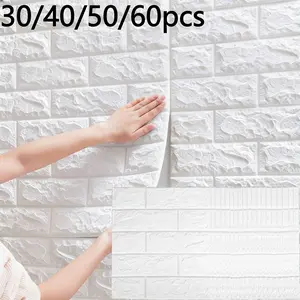 Self-Adhesive Wallpaper, Thick Foam Wall Stickers, Brick Pattern, Ceiling Decor, Easy to Cut and Paste, for Bedroom, Living Room, Corridor, Etc, Peel and Stick Wallpaper Designs