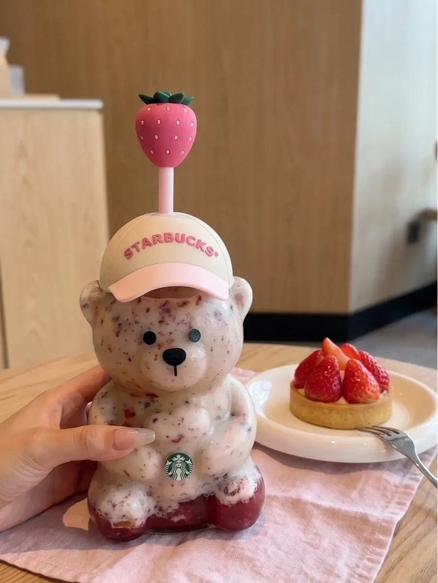 591ml 2026 Limited Edition Glass Bearista Tumbler Gift New Release one-of-a-kind bear pattern Starbucks coffee Drinkware Cup, Mug, 1Pc