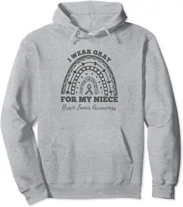 I Wear Gray For My Niece Brain Tumor Awareness Rainbow Pullover Hoodie - Rosazamorap Shop 62B09ZZXQDYB