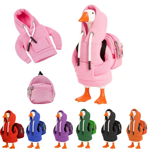 7-Inch Desk Goose Outfits 7-Set - Soft Durable Fabric Hoodies with Mini Backpack, Detailed Craftsmanship Miniature Doll Accessories, Goose Accessory for Fans of Desk Decor